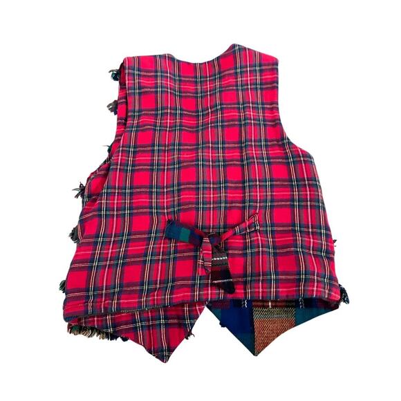 Vintage Paula Sweet Women's Art To Wear Mixed Plaid Print flannel Vest Size L - Picture 2 of 6